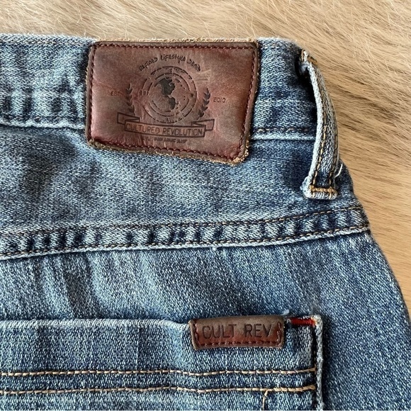 CULTURED REVOLUTION Kennedy Destroyed Jeans 36 Studded American Flag Blue Ripped - Picture 11 of 17